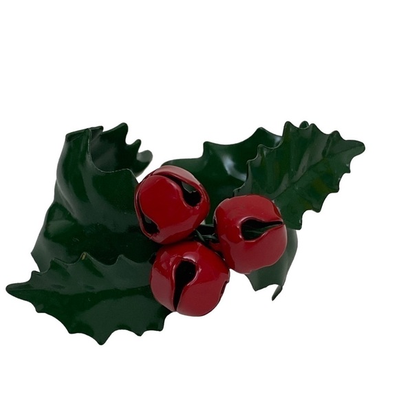 Metal Wreath Centerpiece w/ 4 Napkin Rings Department 56 Green Holly Christmas - Picture 10 of 11